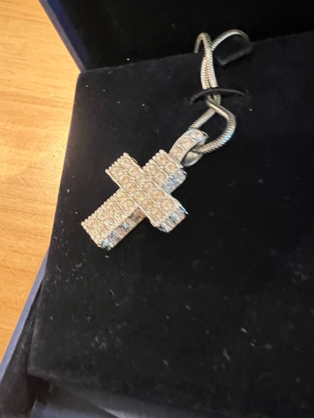 Swarovski Silver-Tone Cross Crystal Pavé Rhinestone Pendant Necklace Goth Y2K - Picture 3 of 9